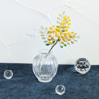ミモザのインテリアフラワー｜光を透かすディップフラワーの造花、春のギフトにも