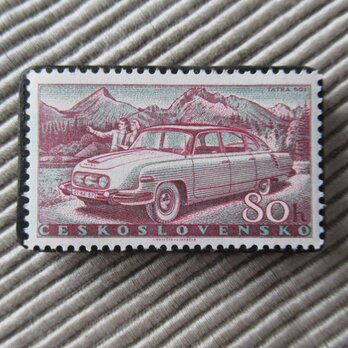 チェコスロバキア　切手ブローチ9844