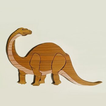 無垢の木製恐竜ウォールアート【ブロントサウルス・アパトサウルス】の画像
