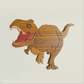 無垢の木製恐竜ウォールアート【ティラノサウルス】の画像