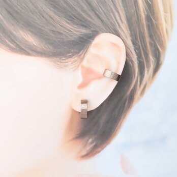 【再販×2】〈軽い〉〈痛くない〉〈挟むだけ〉2wayデザインアッシュブラウンフラットリングイヤリング・イヤーカフ〈直径約14㎜〉