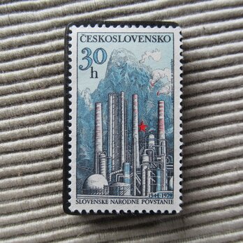 チェコスロバキア　切手ブローチ9858