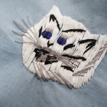 播州織　手刺繍　赤耳シャンブレー　スーベニアシャツの画像