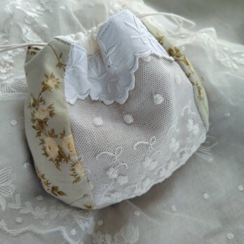 ミニ巾着*薔薇*アンティークレース