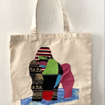 totebag /ヴィンテージファブリックのパッチワーク　トートバッグ■tf-373eの画像