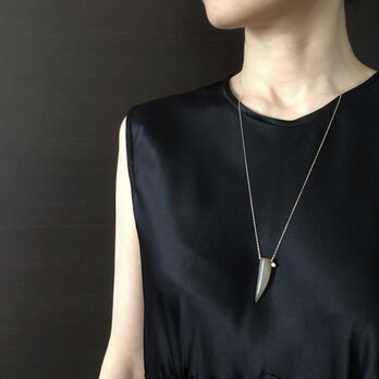 Agate horn K10YG long necklace with diamond イエローゴールドロングネックレスの画像