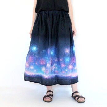【受注】夜空きらめく花火　心はずむ♪スカート　　おでかけ　ご褒美　ギフトの画像