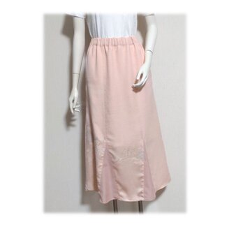 190　１点物　マーメイドスカート　ピンクの着物　刺繍　ピンクの絽　着物リメイク　裏地付きの画像