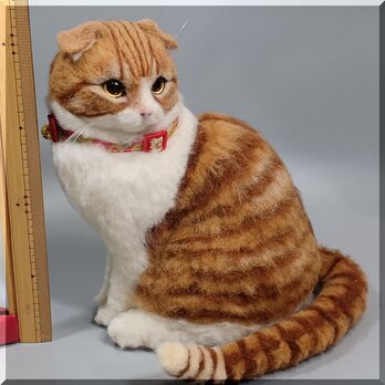 羊毛フェルト　猫　スコティッシュフォールド　ねこ　ネコ　猫フィギュアの画像