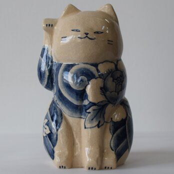 招き猫　牡丹と唐獅子の画像