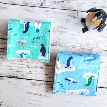 ペンギン　ガーゼハンカチ　タオルハンカチ　ダブルガーゼ　ハーフハンカチ　ミニ　小さい　パイル　かわいい　プチギフト　の画像