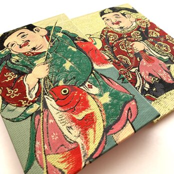 『恵比寿大黒』　恵比寿大黒御朱印帳　額絵織物御朱印帳　大黒様　恵比寿様　招福　B6大判サイズ　額絵　御朱印帳　桐生織物の画像