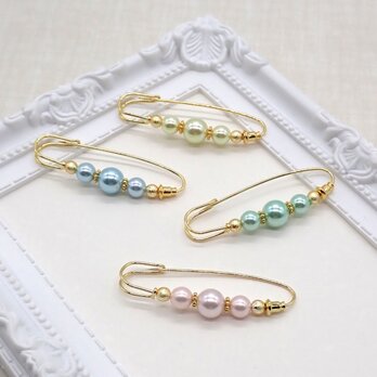 《８色から選べる》カラーパールブローチ①