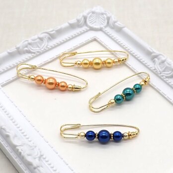 《８色から選べる》カラーパールブローチ②