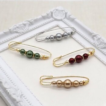 《８色から選べる》カラーパールブローチ③