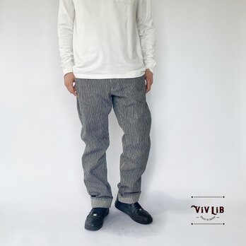 定番ラインのデニム好きのためのヒッコリーデニムパンツ/男女兼用(岡山産セルビッチデニム使用)/S~XXLの画像