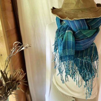 Lithuania Linen stole #2430 Blueの画像