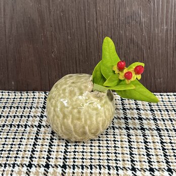 陶器 ミニ一輪挿し ザクロ型　還元ビードロ風【240610】の画像