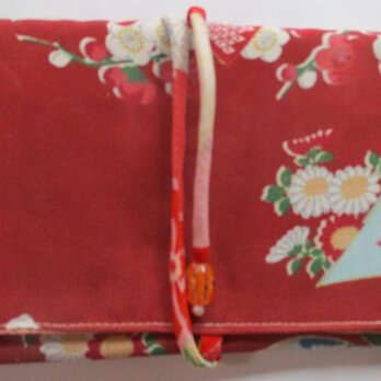 ７８２９　花柄の着物で作った和風財布・ポーチの画像