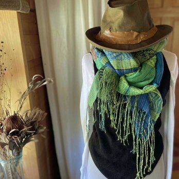 Lithuania Linen stole #2436 Greenの画像