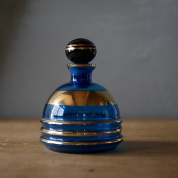 アールデコ　ブルー×ゴールドライン　香水瓶　フランスアンティーク　アンティークのある暮らし