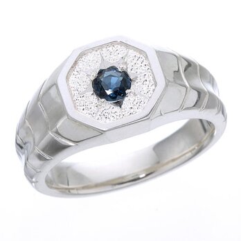 【八角・天然サファイアリング/シルバー製 】 *天然サファイア1石(0.2ct)の画像