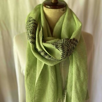 Lithuania Linen stole #2437 Greenの画像