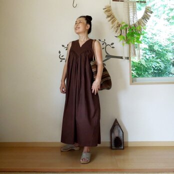 bighug バリコットンさちばるドレス●ブラウンムジの画像
