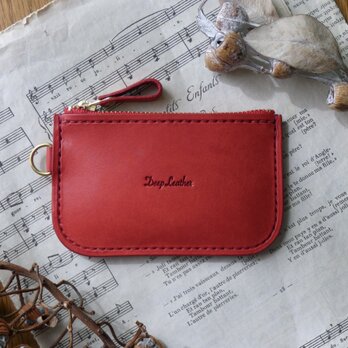 イタリア革の小物入れ／赤