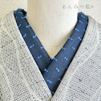 夏の半衿  透け感ブルーの画像