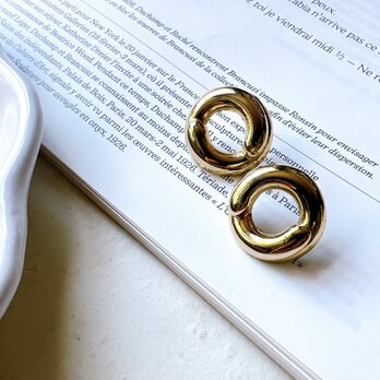 P161-ヴィンテージピアス　U.S.A. 1970〜80s Gold-tone hoop pierced earringsの画像