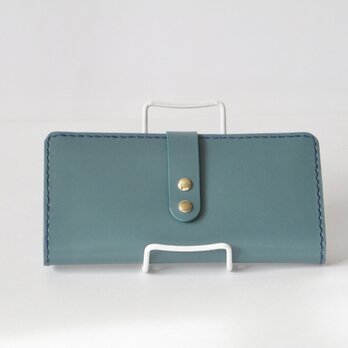 イタリア革ブッテーロのシンプル長財布（ターコイズ）