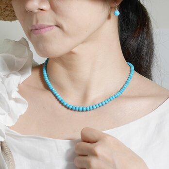 #1022N 極上カット　ターコイズ４０cmネックレスの画像