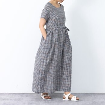 新作**大人のカラフルチェック柄　コットン　ギャザー　ロングワンピース ♪オーダーサイズ可の画像