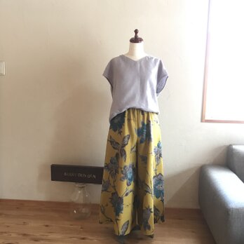 オーダー　国産リネン「Flowers」　ご希望の丈でお作りしますの画像