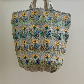 丸底でかバッグ　たんぽぽのお花畑（霧の中バージョン）の画像