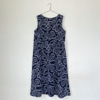 SALE＊アンティーク浴衣＊葉模様浴衣のワンピース（Ｌサイズ）