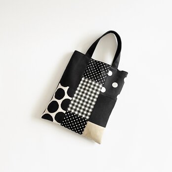 ハンドメイド　モノトーンリボンチェック柄　ドビー織り　バルーンキャミ　ワンピース ハンドメイド モノトーンリボンチェック柄 ドビー織り バルーン