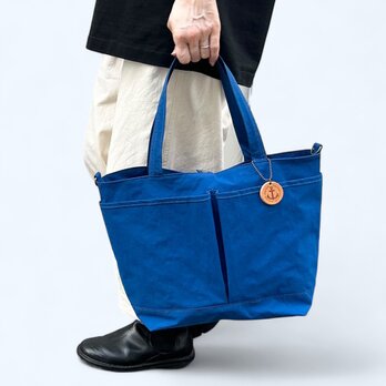 MARKT：ブルー（KONBU　撥水加工ナイロン素材トートバッグ）＜受注製作＞の画像