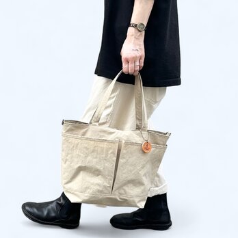 MARKT：オフベージュ（KONBU　撥水加工ナイロン素材トートバッグ）＜受注製作＞の画像