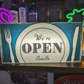 【Mサイズ】OPEN フレンチ イタリアン 洋食 レストラン カフェ バー 店舗 看板 置物 雑貨 ライトBOXの画像