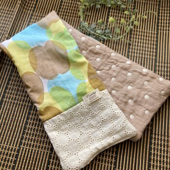 ⭐︎ハンドメイド　6重ガーゼストール　レースミナペルホネン♡ pomme yellow mixの画像