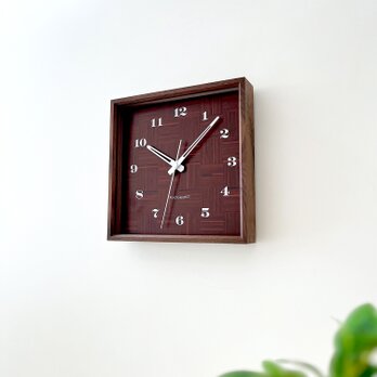 KATOMOKU square clock 4 ウォールナット km-144WARC 電波時計 木製 無垢材の画像