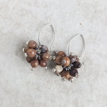 ジュズダマの実 耳飾り ブラウン×カレンシルバー /ピアス or イヤリングの画像