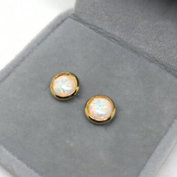 110【京都オパール】パワーストーンカボションピアス＊6mmの画像