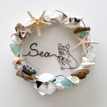 海が大好きなコーギーのSeaリースの画像