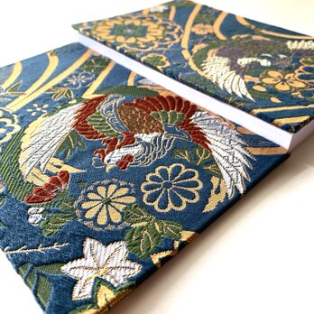 『鳳凰華恵』　金襴織物御朱印帳　B6大判サイズ　鳳凰　流水　菊　桜　桔梗　華文　松　自然　吉祥柄　蛇腹御朱印帳　桐生織物の画像