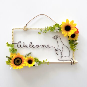フェレットのWelcomeひまわりオーナメントの画像