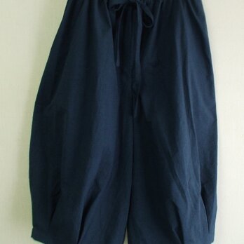 紺色 かぼちゃシルエットパンツ　Ｍ～ＬＬサイズ　綿１００％　受注生産の画像