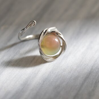 錫と天然石のオープンリング　MINOLY　ソルトソースアゲート